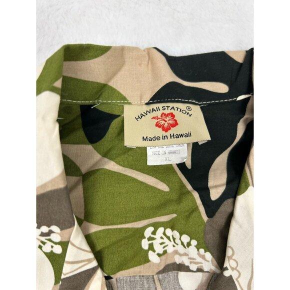 VTG Hawaii Station Mens Shirt Short Sleeve Green Colorful Floral Button Up Sz XL - Picture 10 of 10